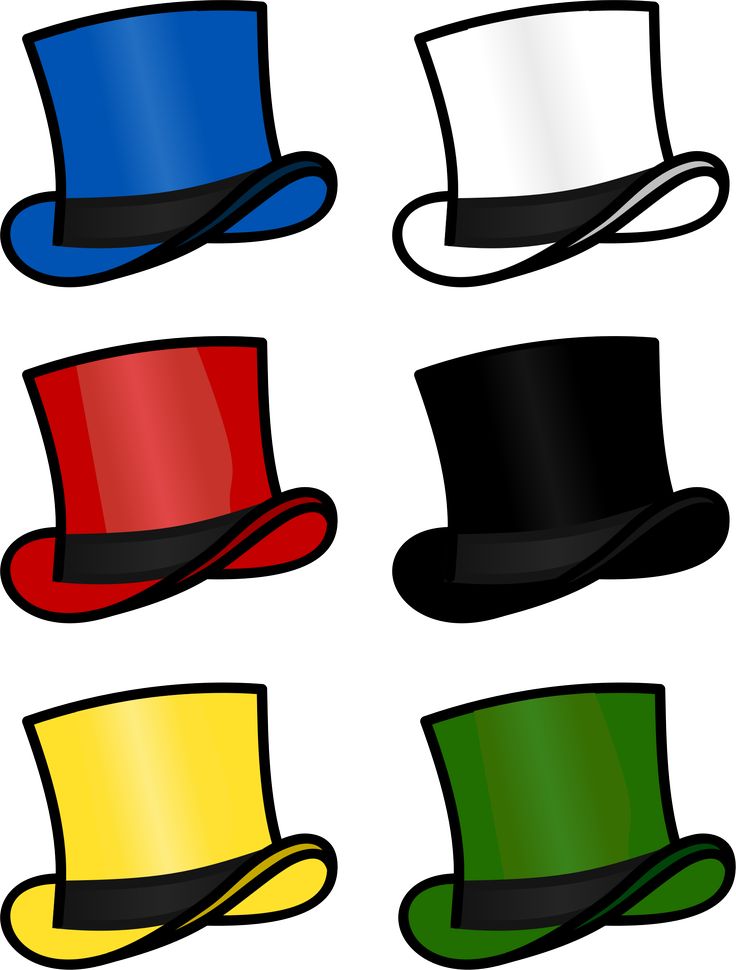 Six colored hats.