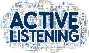 Active listening word art.