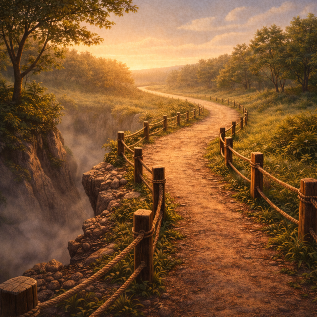 Winding path along the cliff's edge